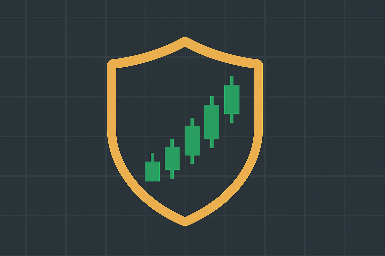 Minimalist illustration showing a protective shield over a leveraged position in WSY green and gold palette