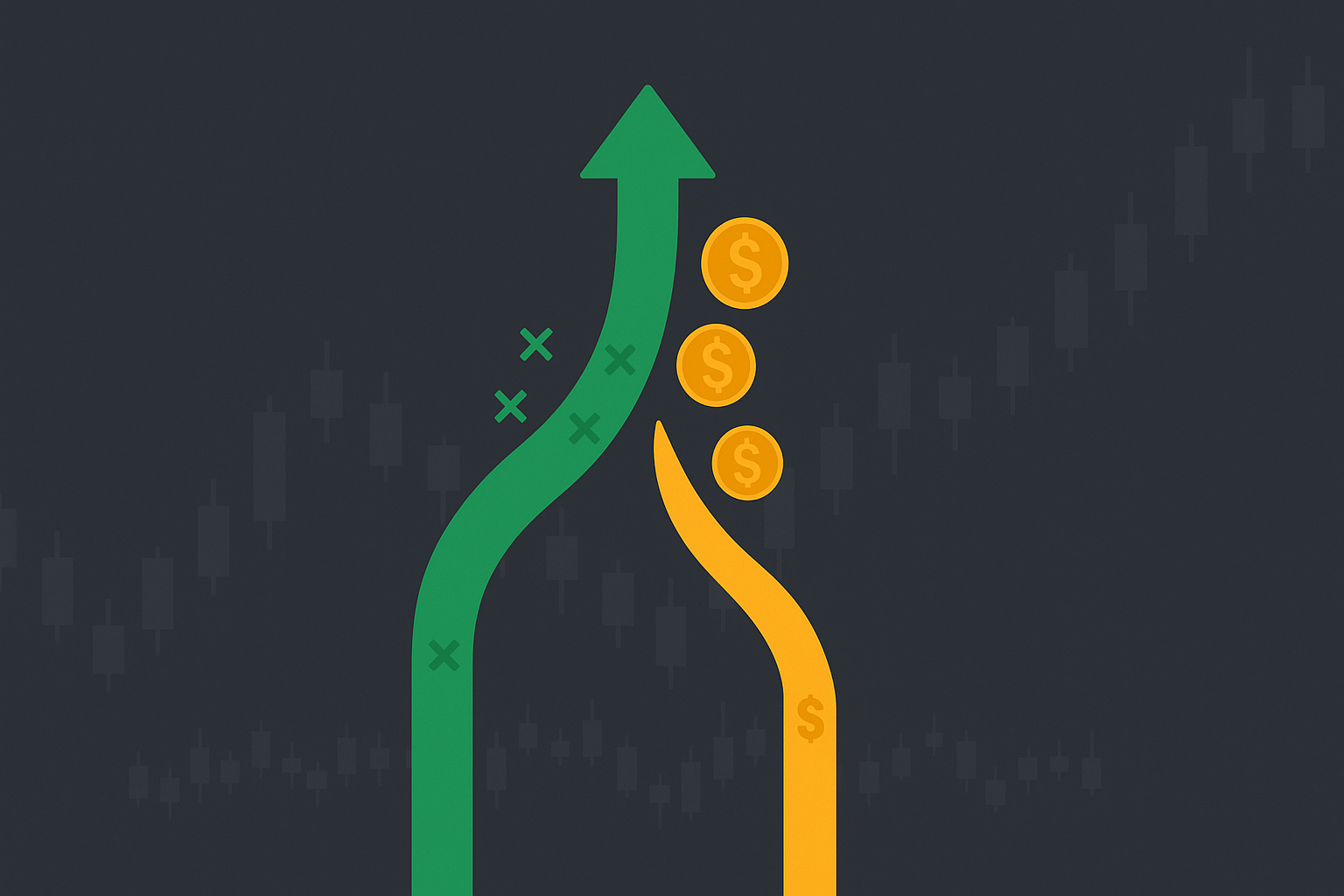 Minimalist illustration showing dual streams converging, representing LEAPs leverage and put premium income in WSY green palette