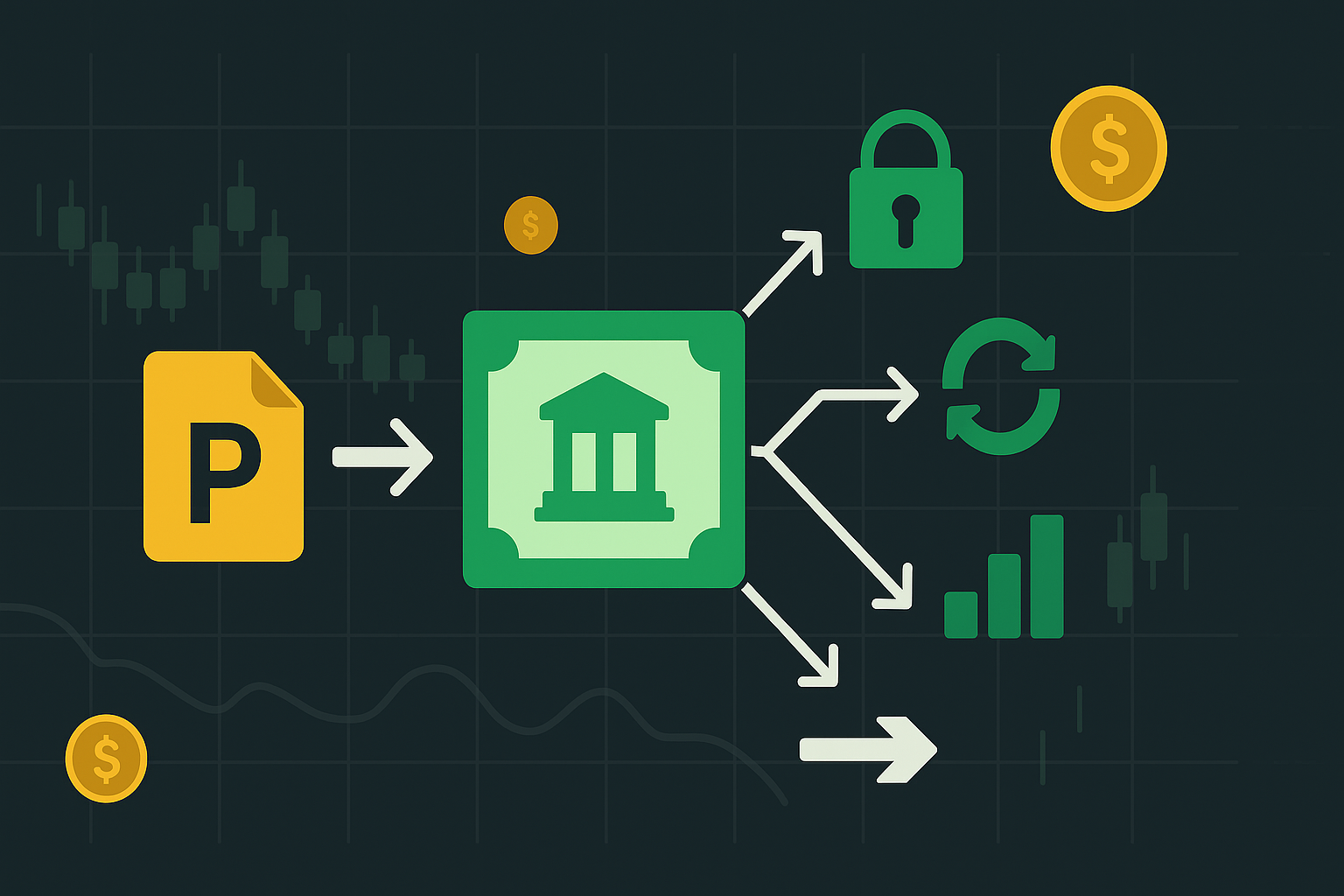 Minimalist illustration showing transition from option to stock ownership with decision paths in WSY green palette