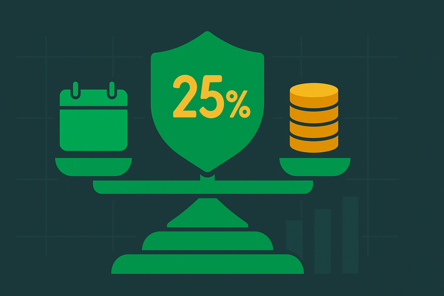 Minimalist illustration showing protective buffer layers with safety net and percentage indicators in WSY green palette