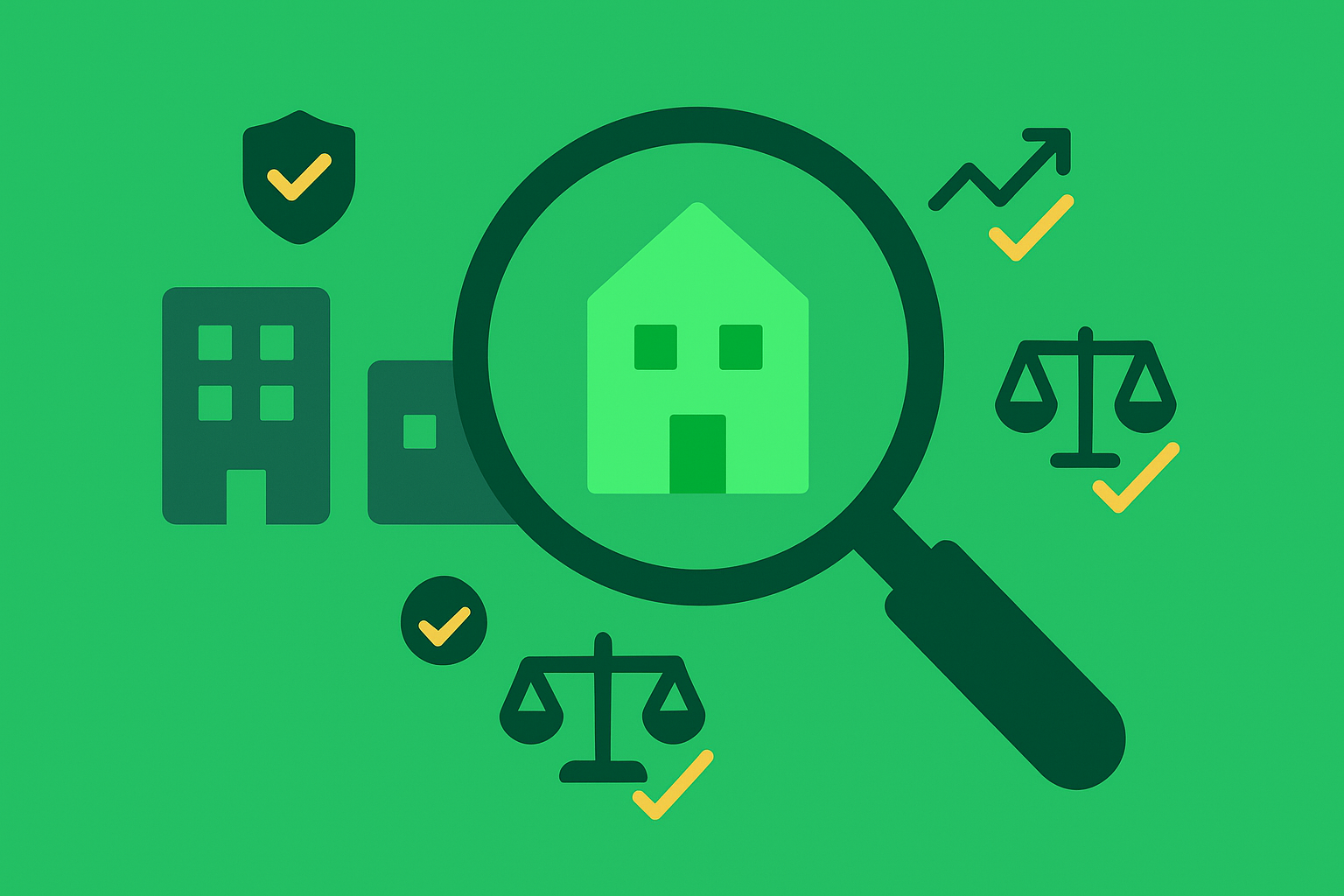 Minimalist illustration showing stock selection criteria for cash-secured puts in WSY green palette