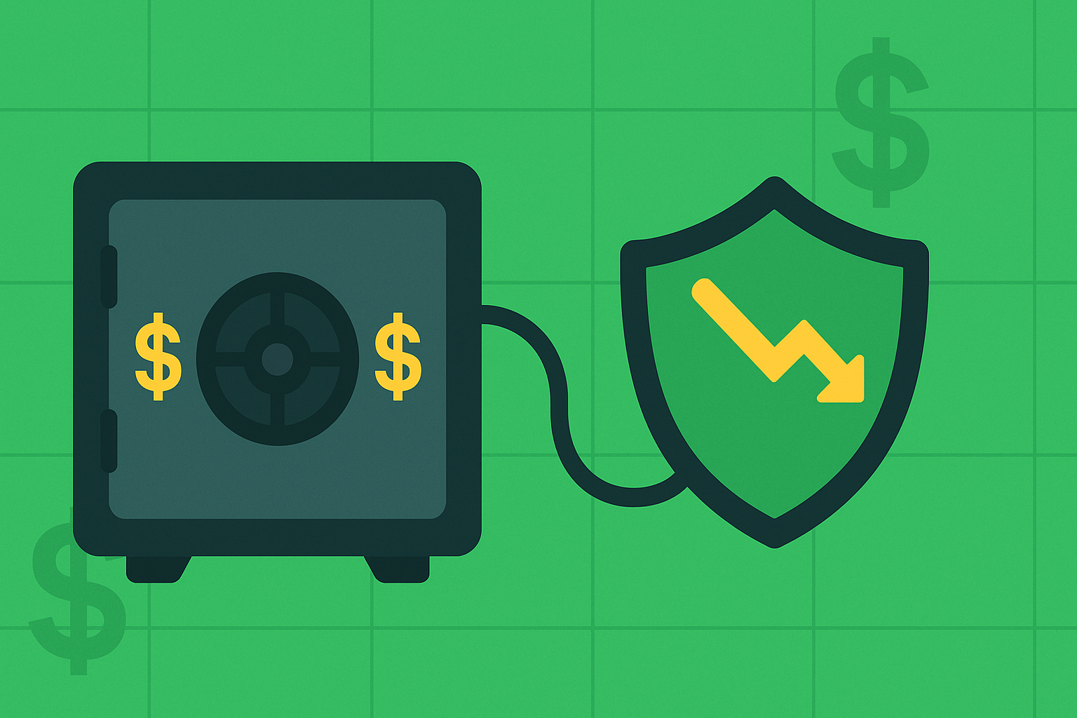 Minimalist illustration of cash-secured put strategy showing cash reserve backing put option in WSY green palette