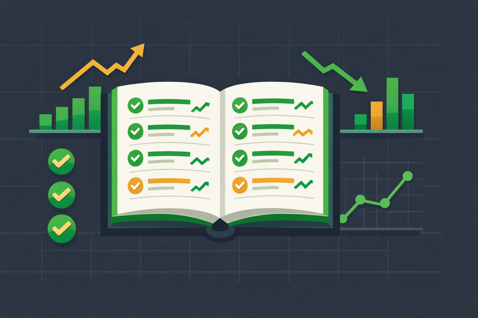 Minimalist illustration showing organized records and data tracking for investment decisions