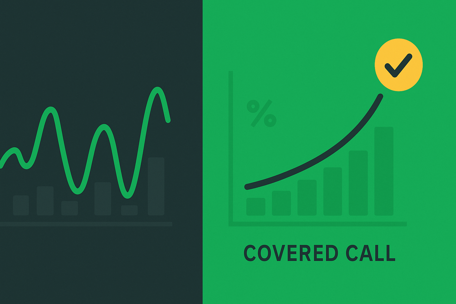 Minimalist illustration showing historical data analysis and performance metrics for covered calls in WSY palette