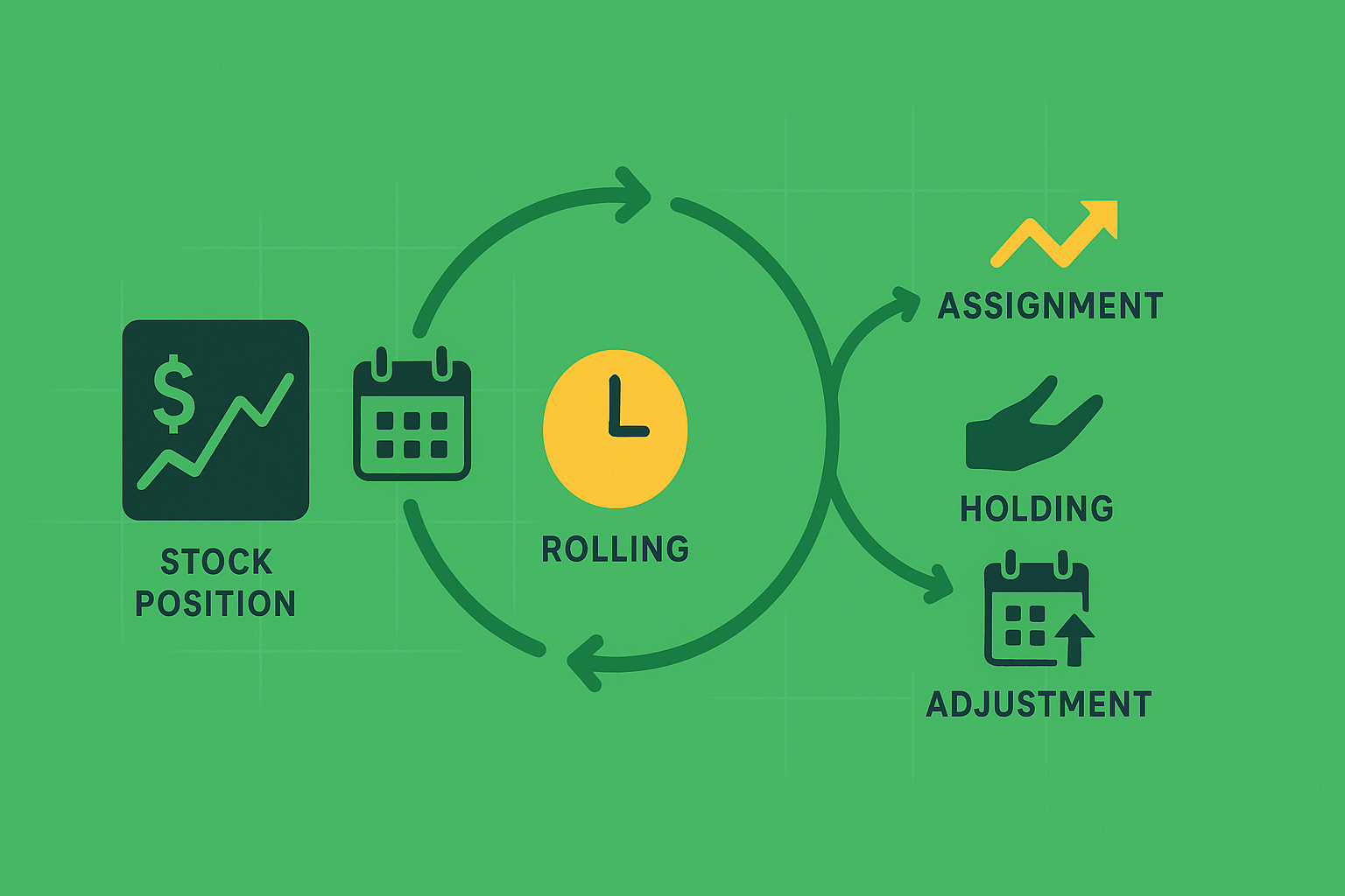 Illustration of managing covered calls through rolling and adjusting positions in WSY palette