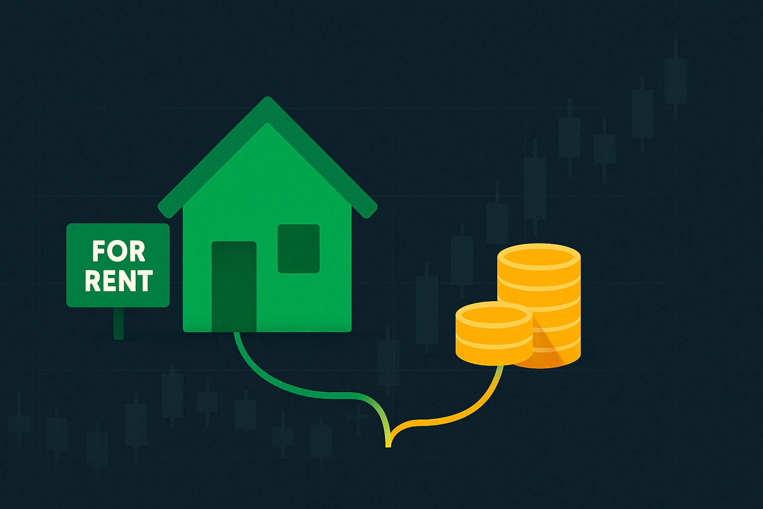 Minimalist illustration of a covered call strategy showing stock ownership paired with call option in WSY green palette