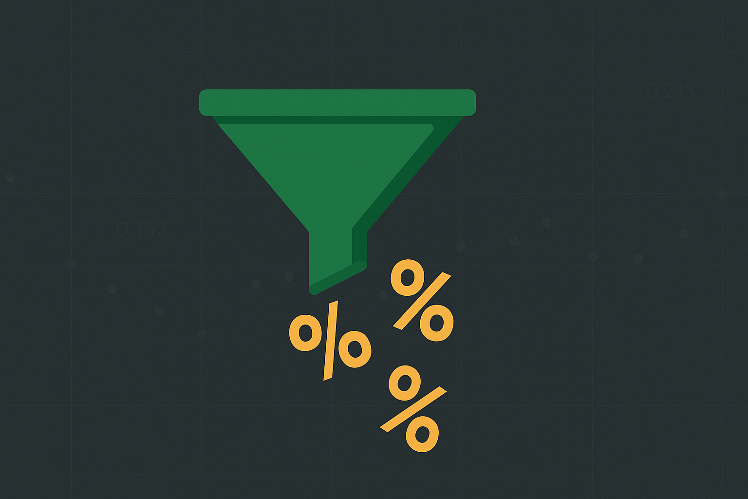 Minimalist illustration of a filter or screen showing percentages and earnings data