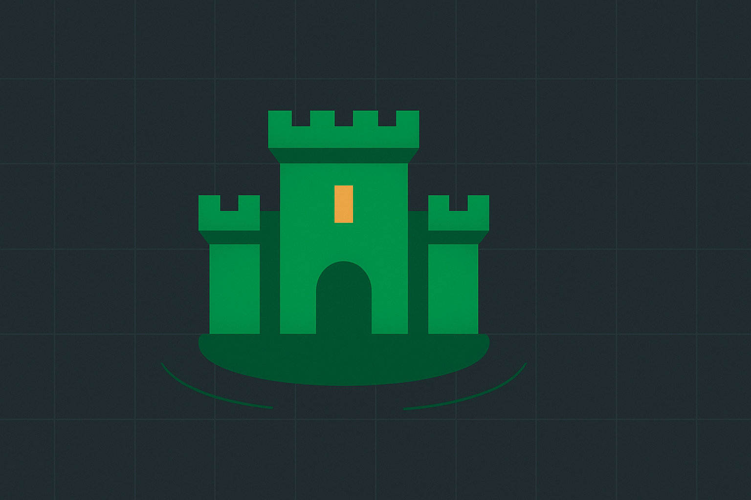 Minimalist illustration of a fortress-like building representing business strength