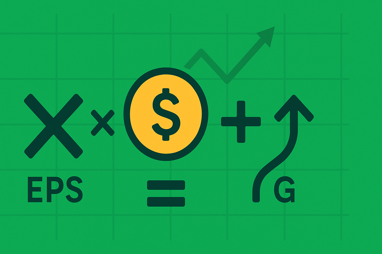 Minimalist illustration showing a calculator and formula symbols representing Benjamin Graham's method for estimating fair value