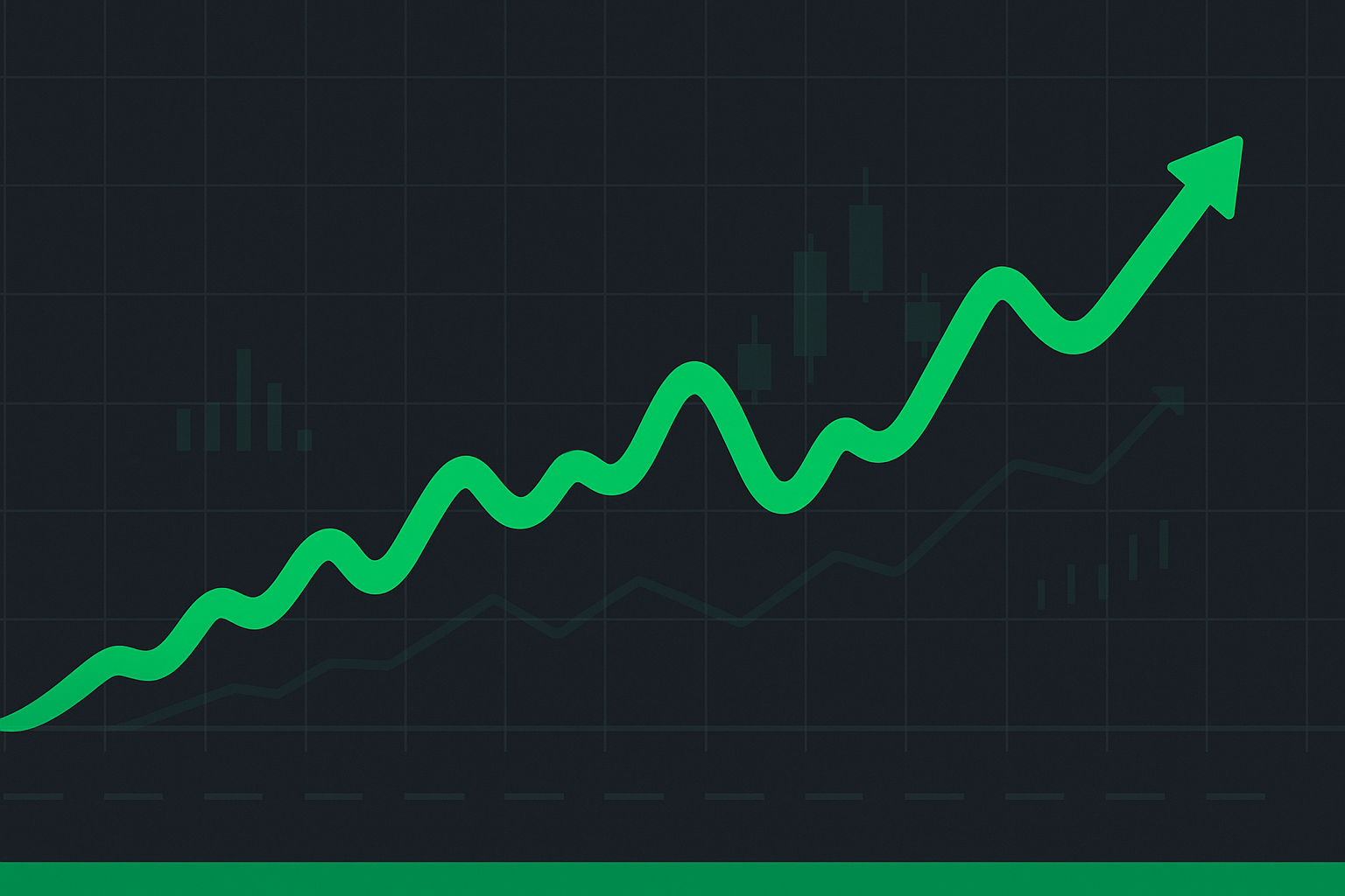 Minimalist illustration showing upward trending chart lines over decades, representing the long-term outperformance of value investing strategies