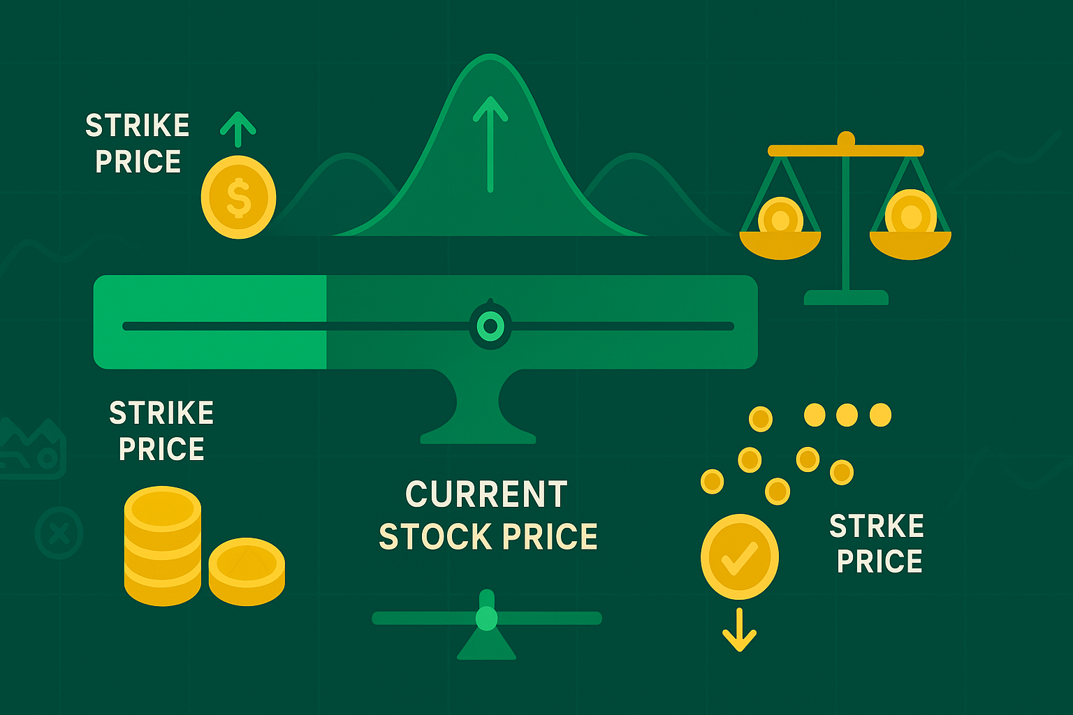 Minimalist illustration showing stock screening criteria for income strategies with stable earnings indicators in WSY green and gold palette