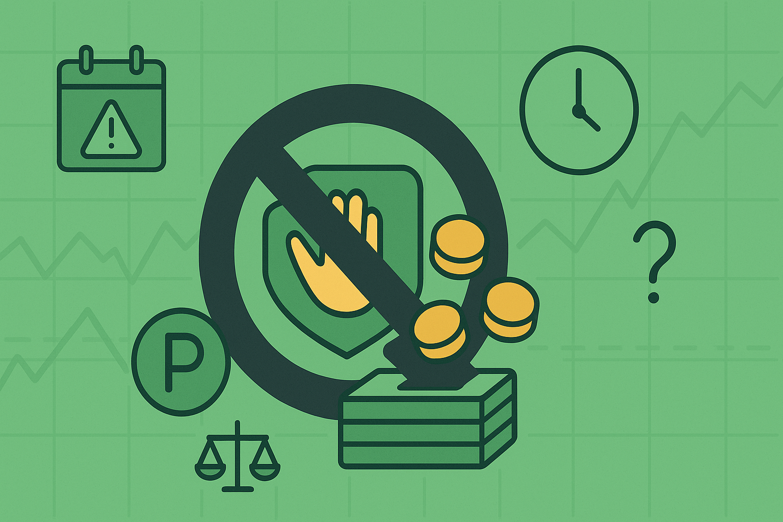Minimalist illustration of a stop sign with income symbols showing when to avoid income strategies in WSY green and gold palette
