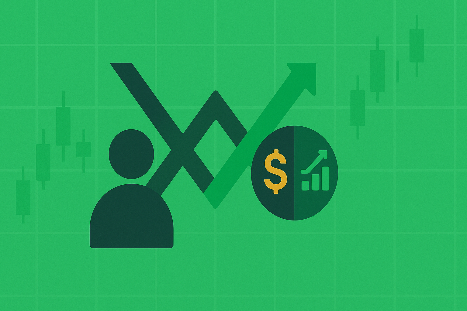 Minimalist illustration showing two puzzle pieces fitting together representing value investing and options strategies combining into one unified approach