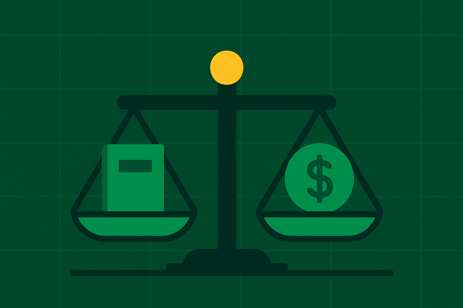 Minimalist illustration showing a bridge connecting fundamental value to options strategy