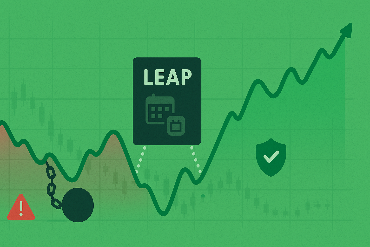 Minimalist chart showing upward growth trends over time with LEAPS contracts in WSY green palette