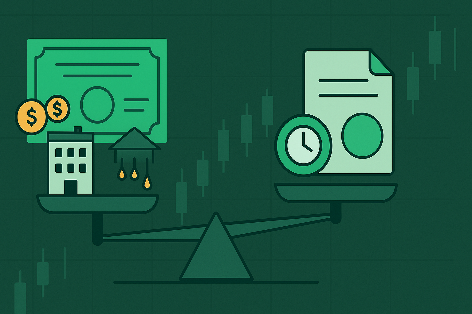 Minimalist comparison illustration showing stock ownership and LEAP calls side by side in WSY green palette