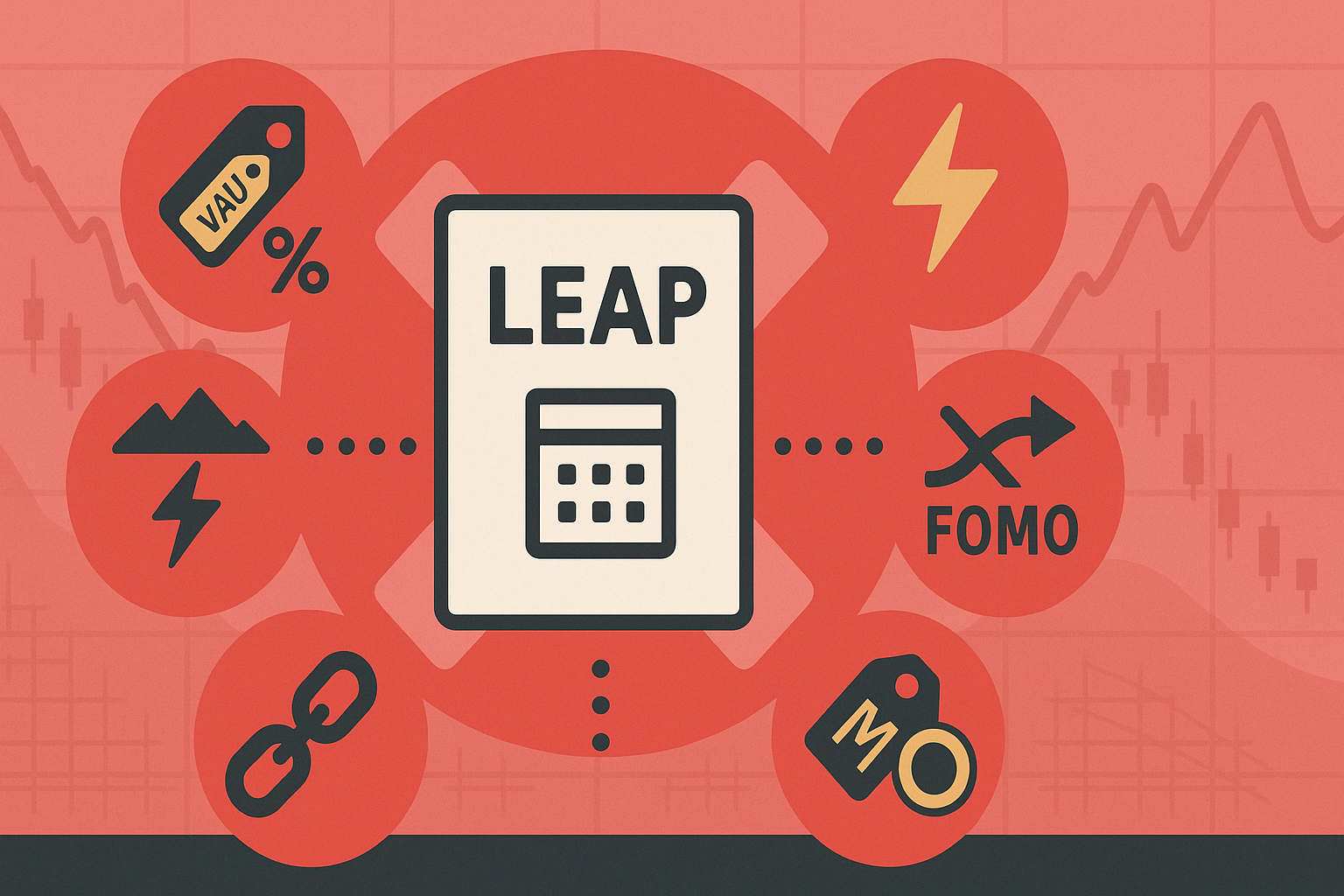 Minimalist illustration showing a stop sign and warning symbols around a LEAPS contract in WSY red and gray palette