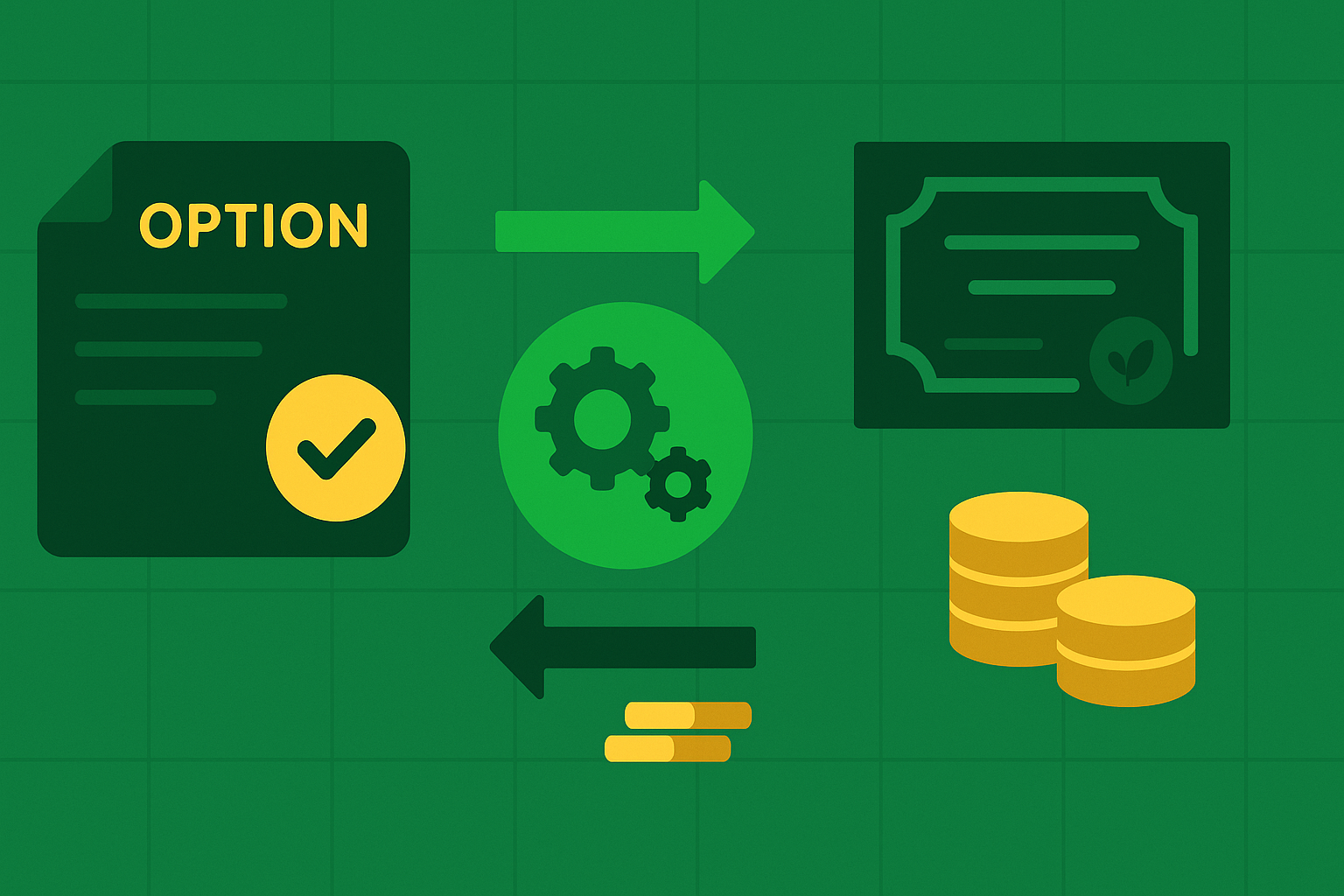 Exchange mechanism showing option exercise and assignment process with stock and cash transfer in WSY palette