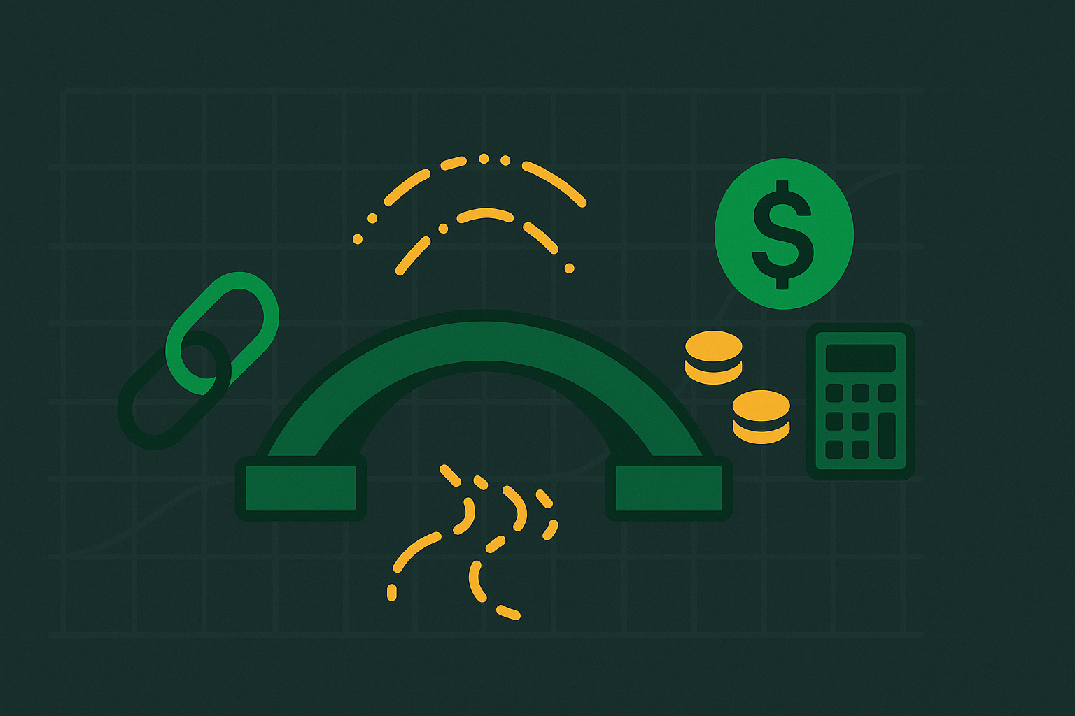 Minimalist illustration showing a bridge connecting options contracts to company fundamentals like earnings and cash flow