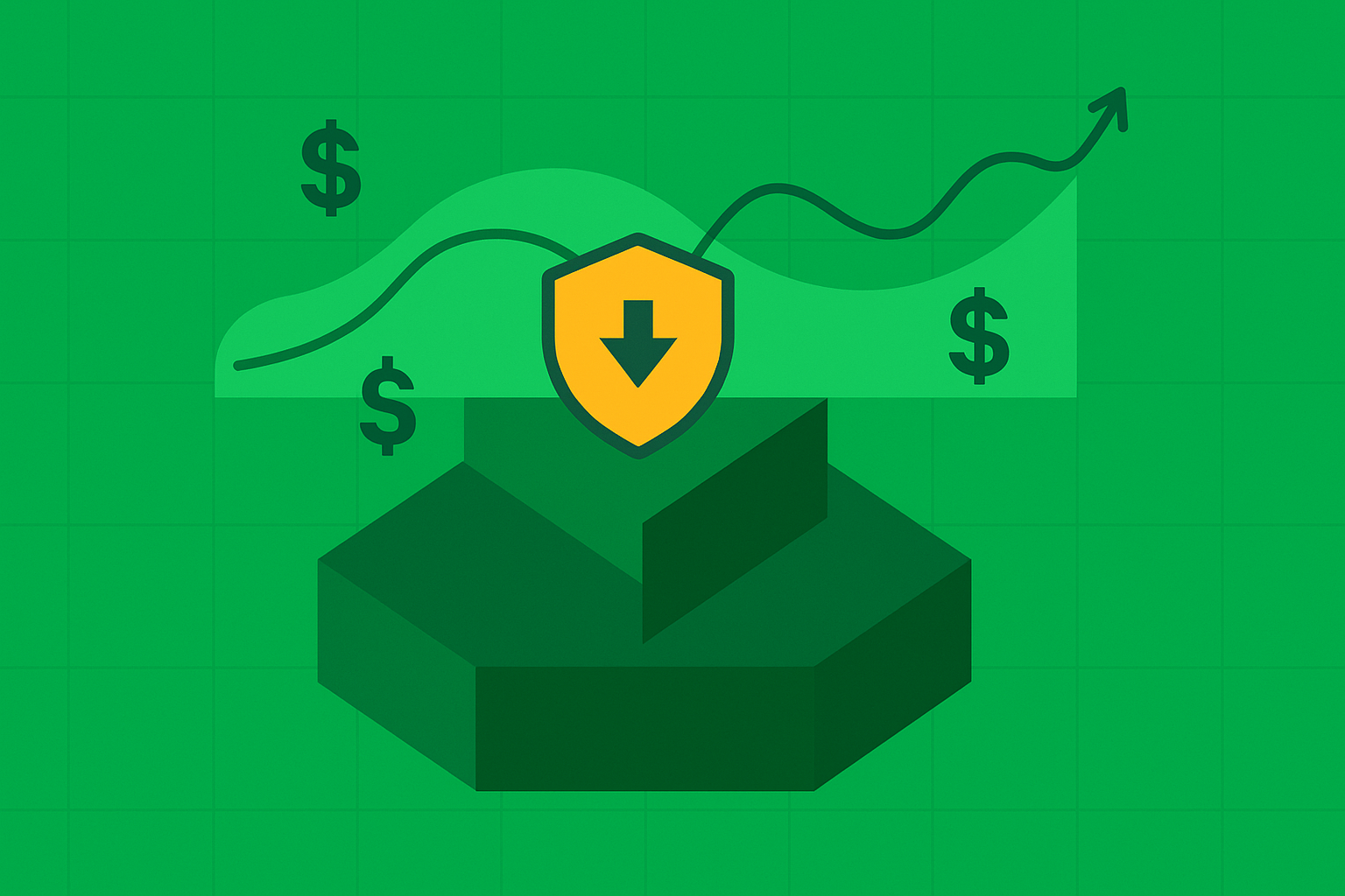 Minimalist illustration showing intrinsic value foundation with options layer overlay in WSY green palette