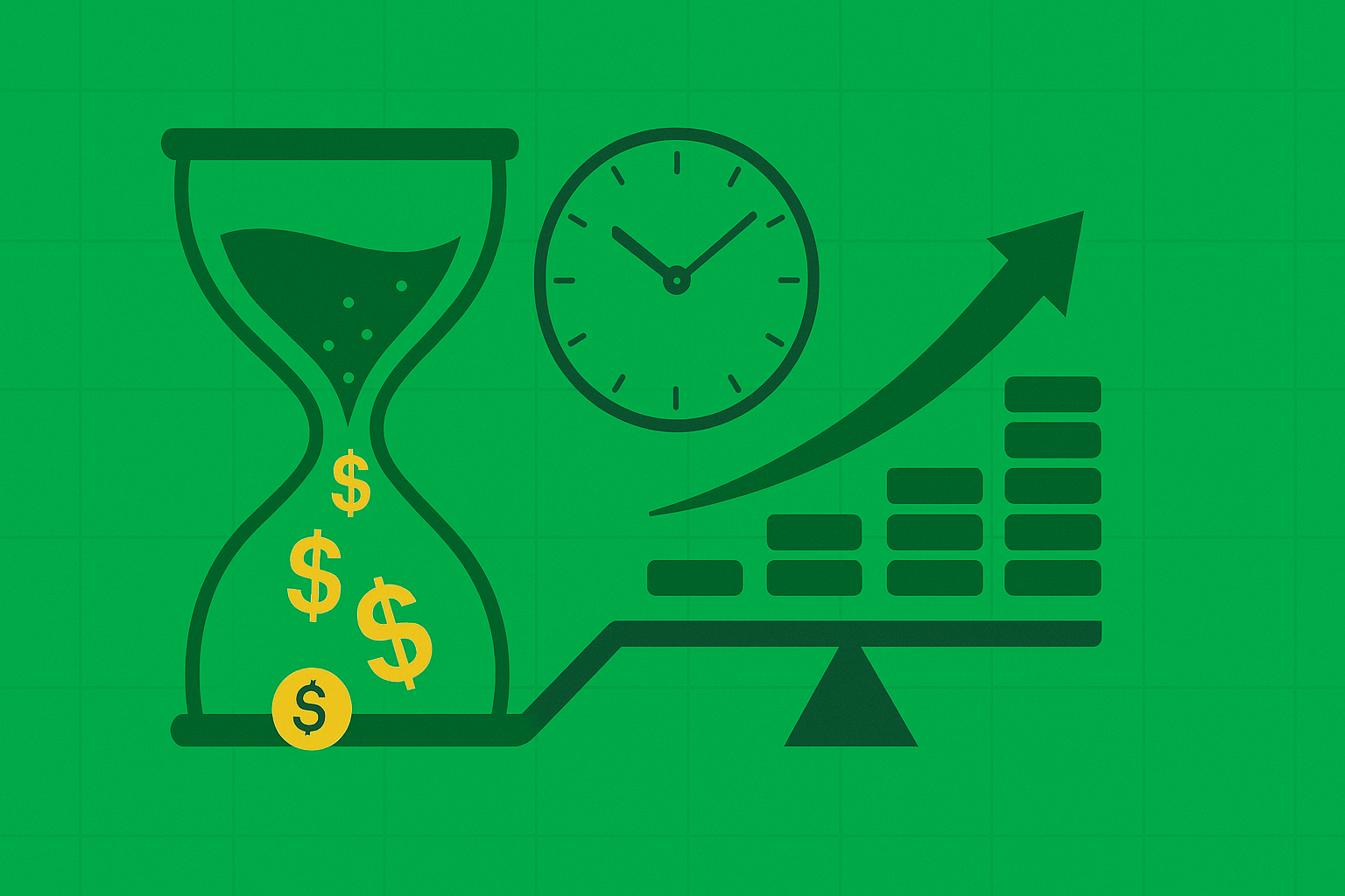 Minimalist illustration showing leverage concept with fulcrum and multiplied returns in WSY green palette