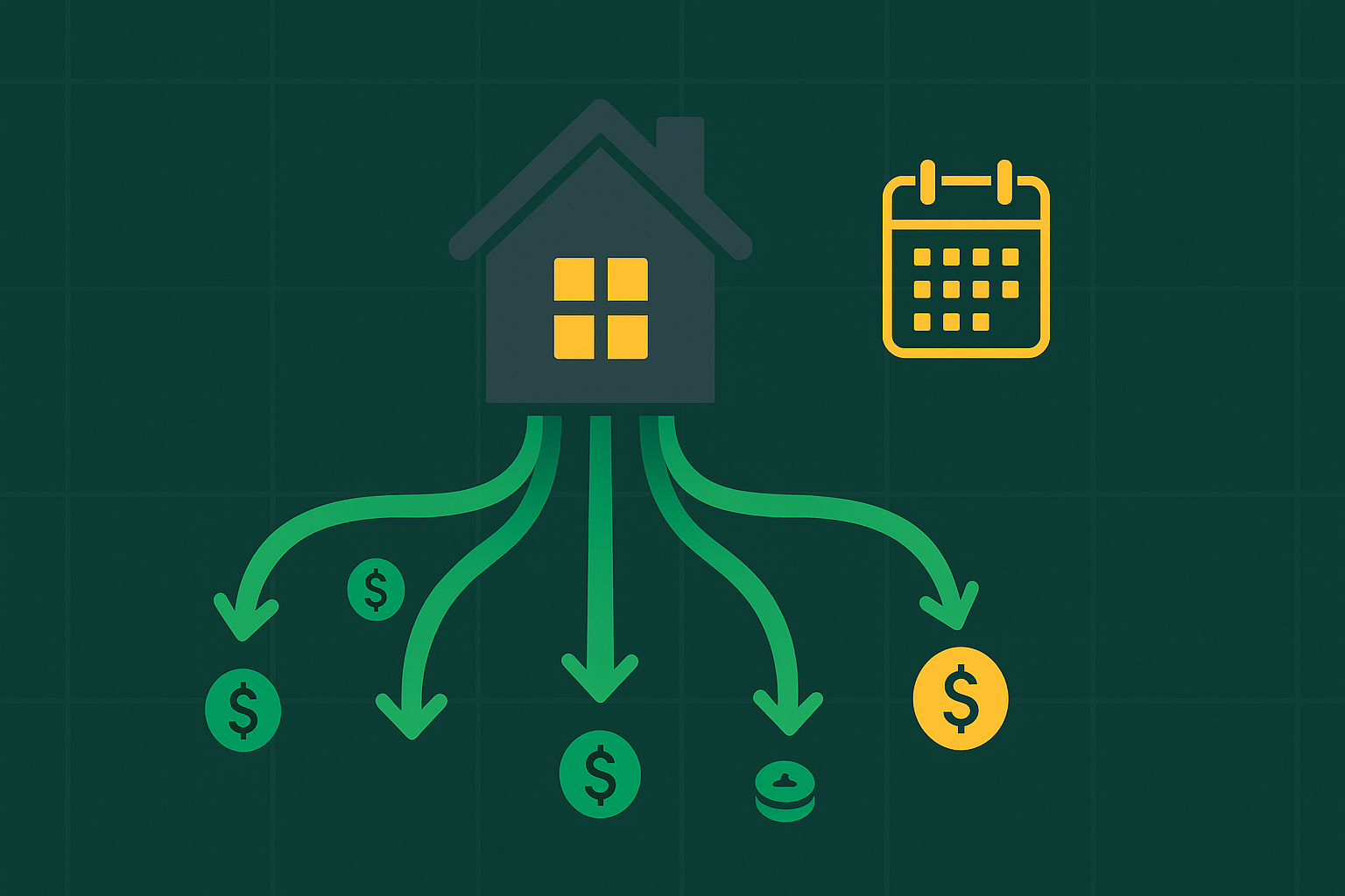 Minimalist illustration showing options premiums as rental income streams in WSY green palette
