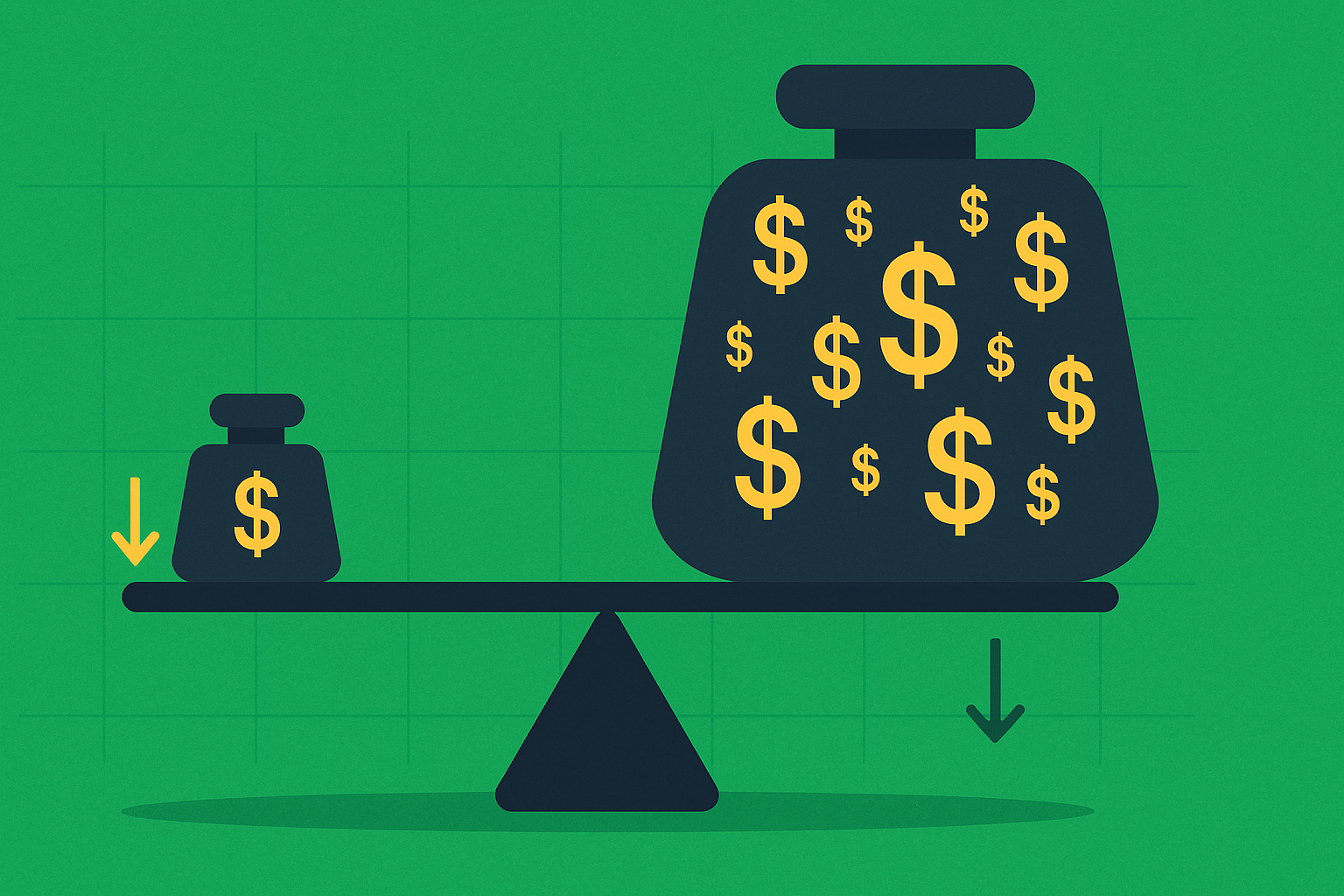 Minimalist illustration showing time decay concept with melting clock paired with dollar symbols in WSY green palette