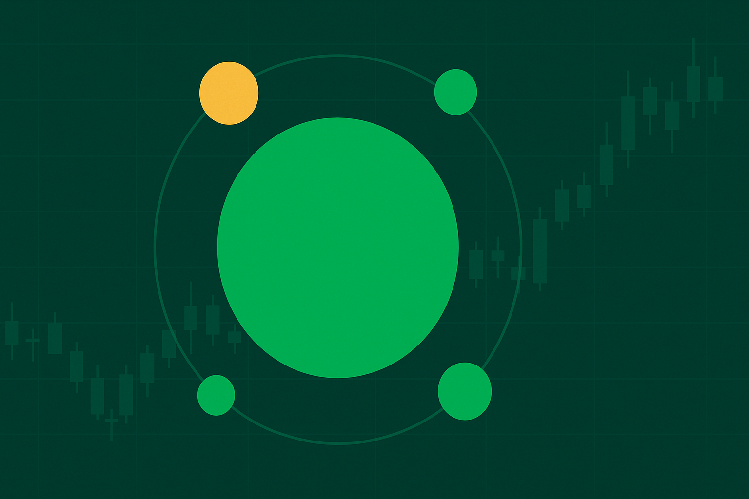 Minimalist illustration showing core stock holdings as foundation with options strategies as strategic satellites in WSY green palette