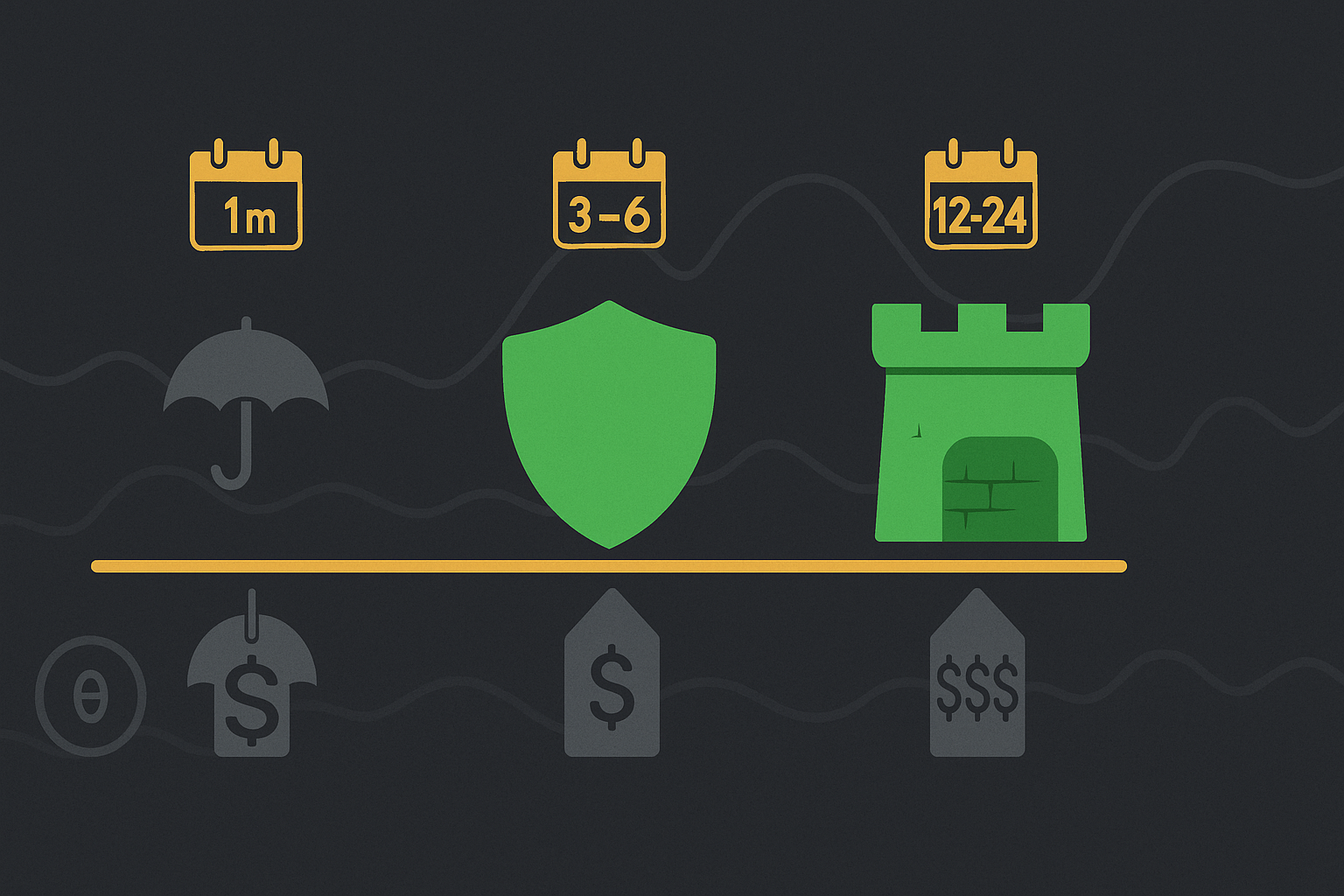 Minimalist illustration showing timeline with protection windows in WSY green palette