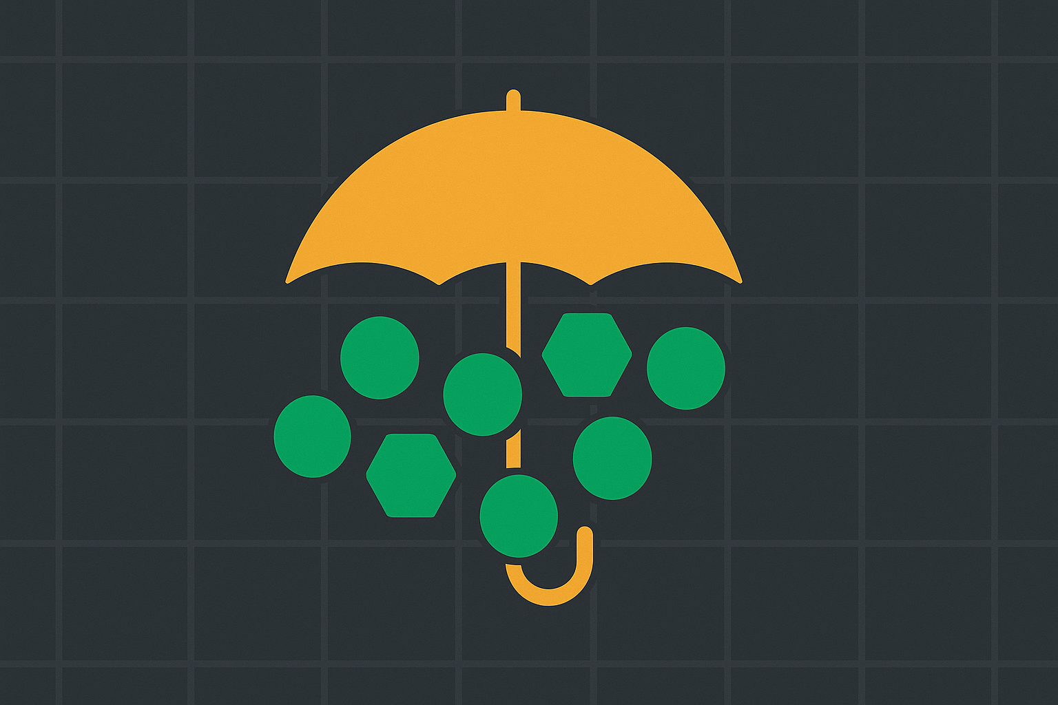 Minimalist illustration showing portfolio diversification with protective put overlay in WSY green palette