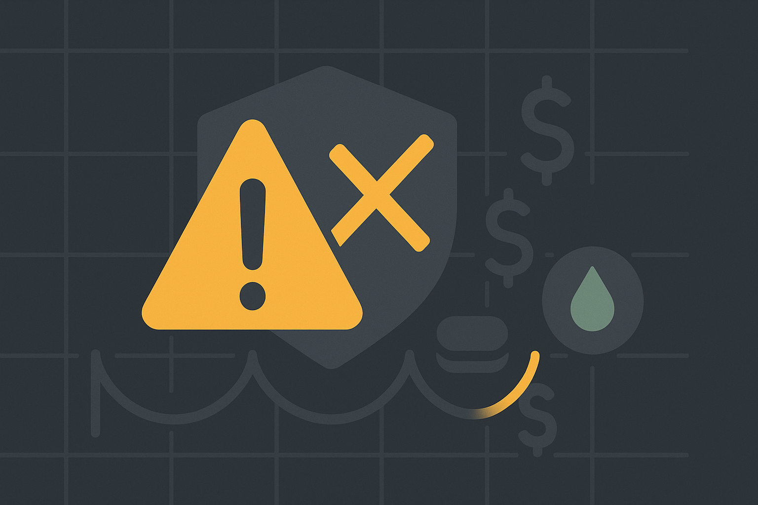 Red warning symbol overlaying protective put illustration in WSY palette indicating when to avoid hedging