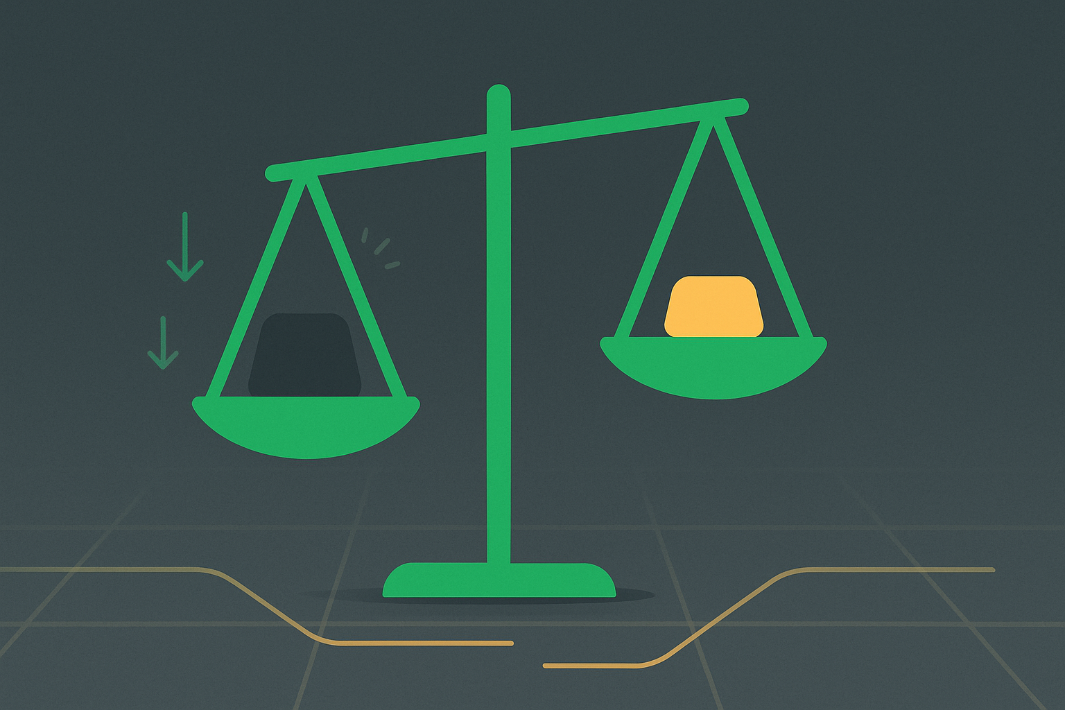Minimalist illustration of asymmetric scales showing emotional weight of losses versus gains in WSY green palette
