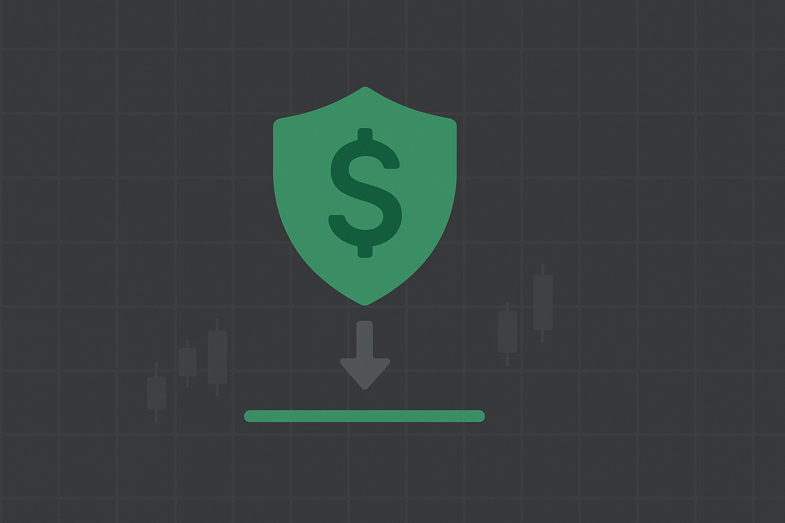 Minimalist illustration showing a protective shield and dollar symbols representing risk reduction with WSY green palette