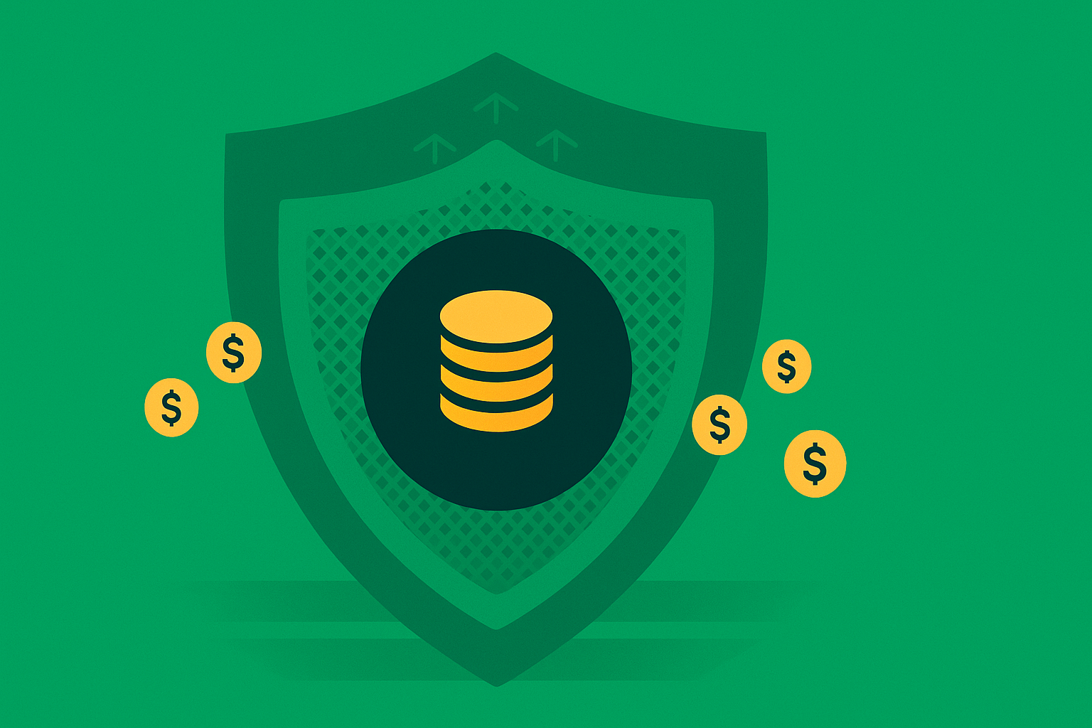 Minimalist illustration of income streams flowing while a cap protects overhead in WSY green palette