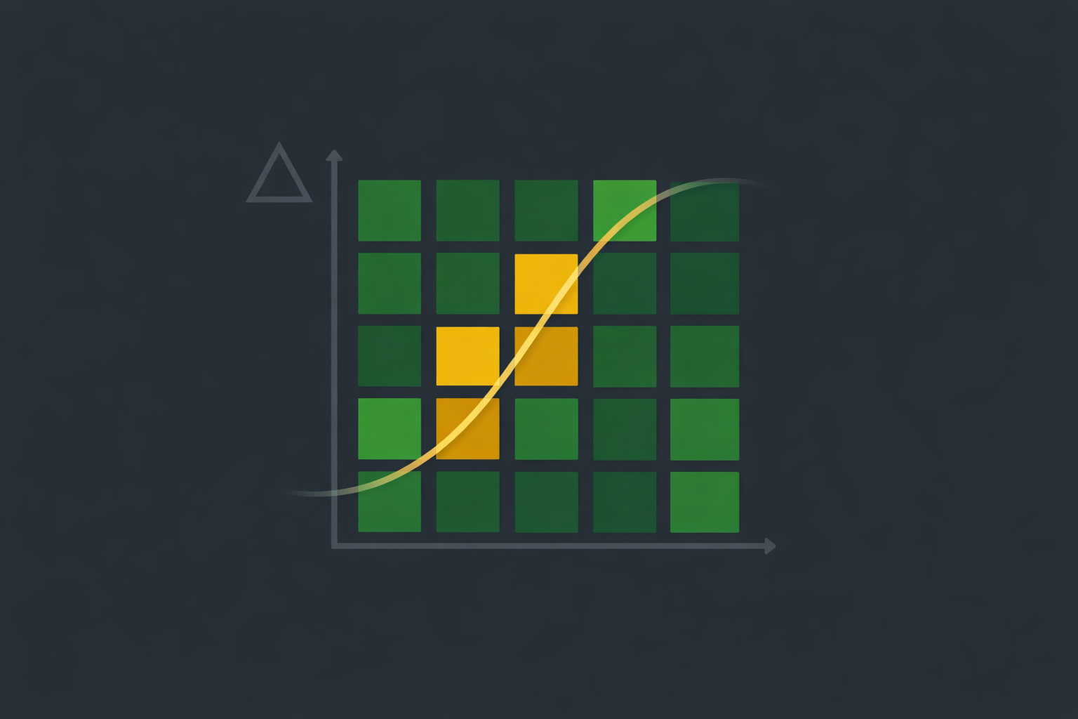 Minimalist illustration showing options chain analysis with strike prices and premium values in WSY green and gold palette
