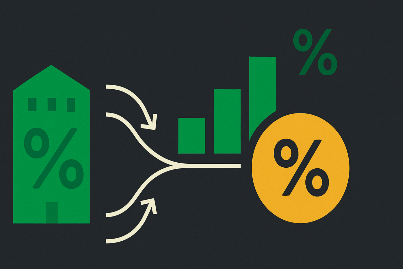 Minimalist illustration showing future growth projections discounted back to present value with option contracts in WSY green palette