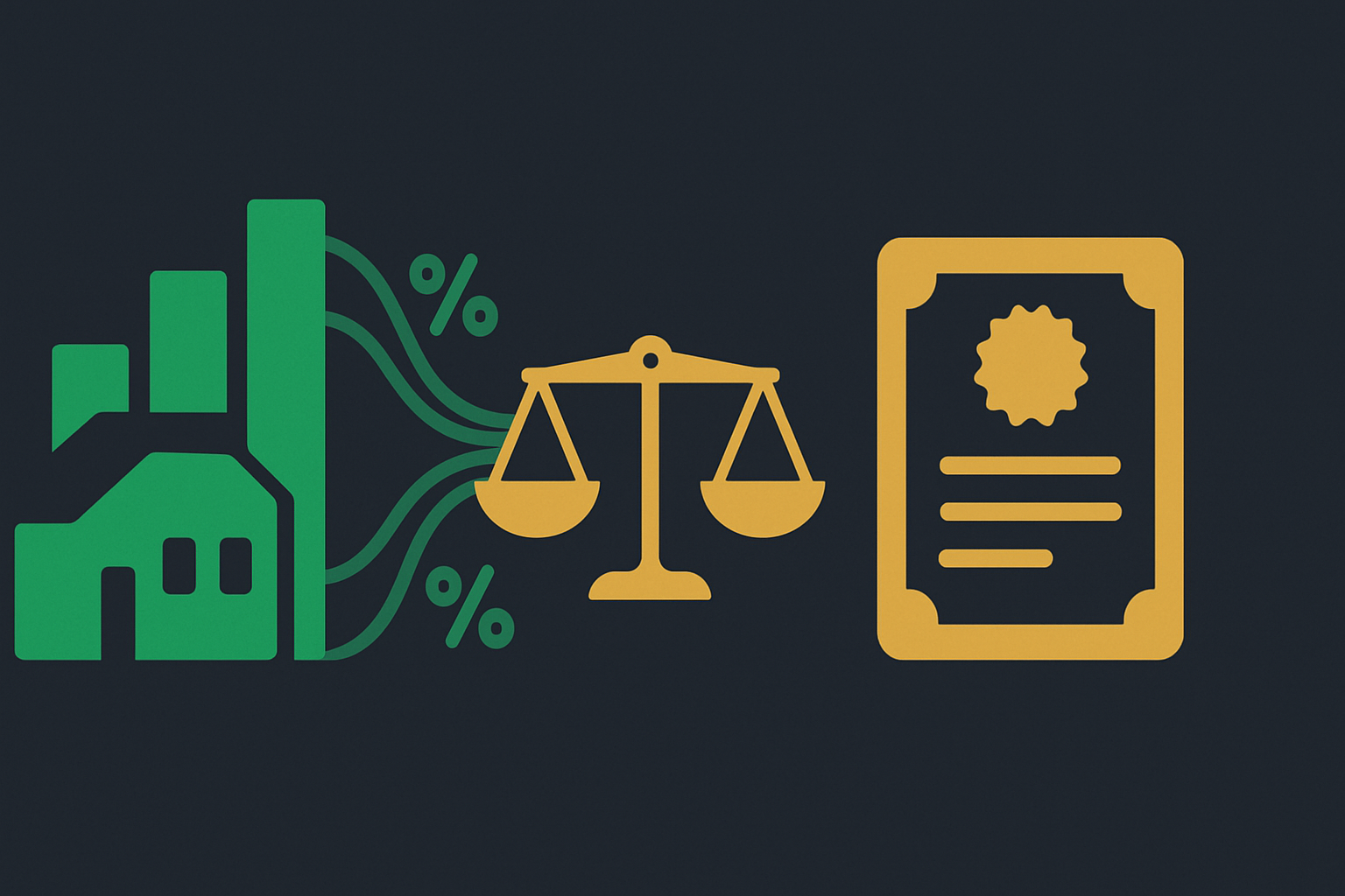 Minimalist illustration showing earnings flowing into option premiums with balance scales and currency symbols in WSY green palette