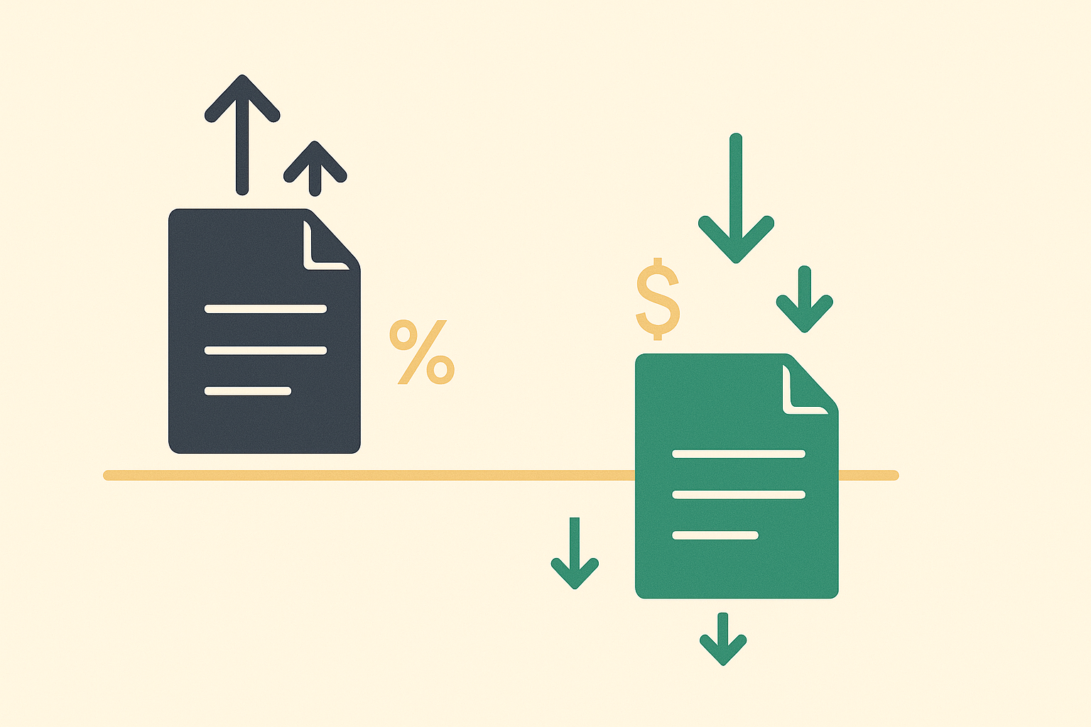 Minimalist illustration showing two options contracts, one elevated and one lowered, representing pricing imbalances in WSY green palette