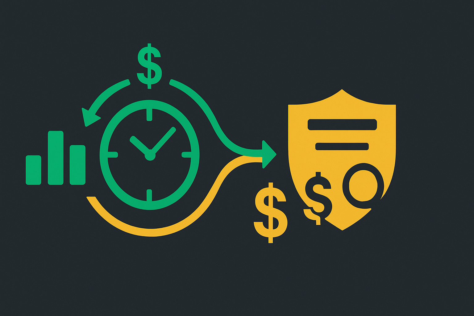 Minimalist illustration showing payback period timeline with investment return cycle and option premium flows in WSY palette