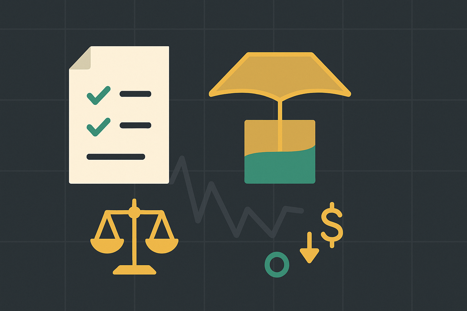 Minimalist illustration showing option contract valuation components in WSY green and gold palette