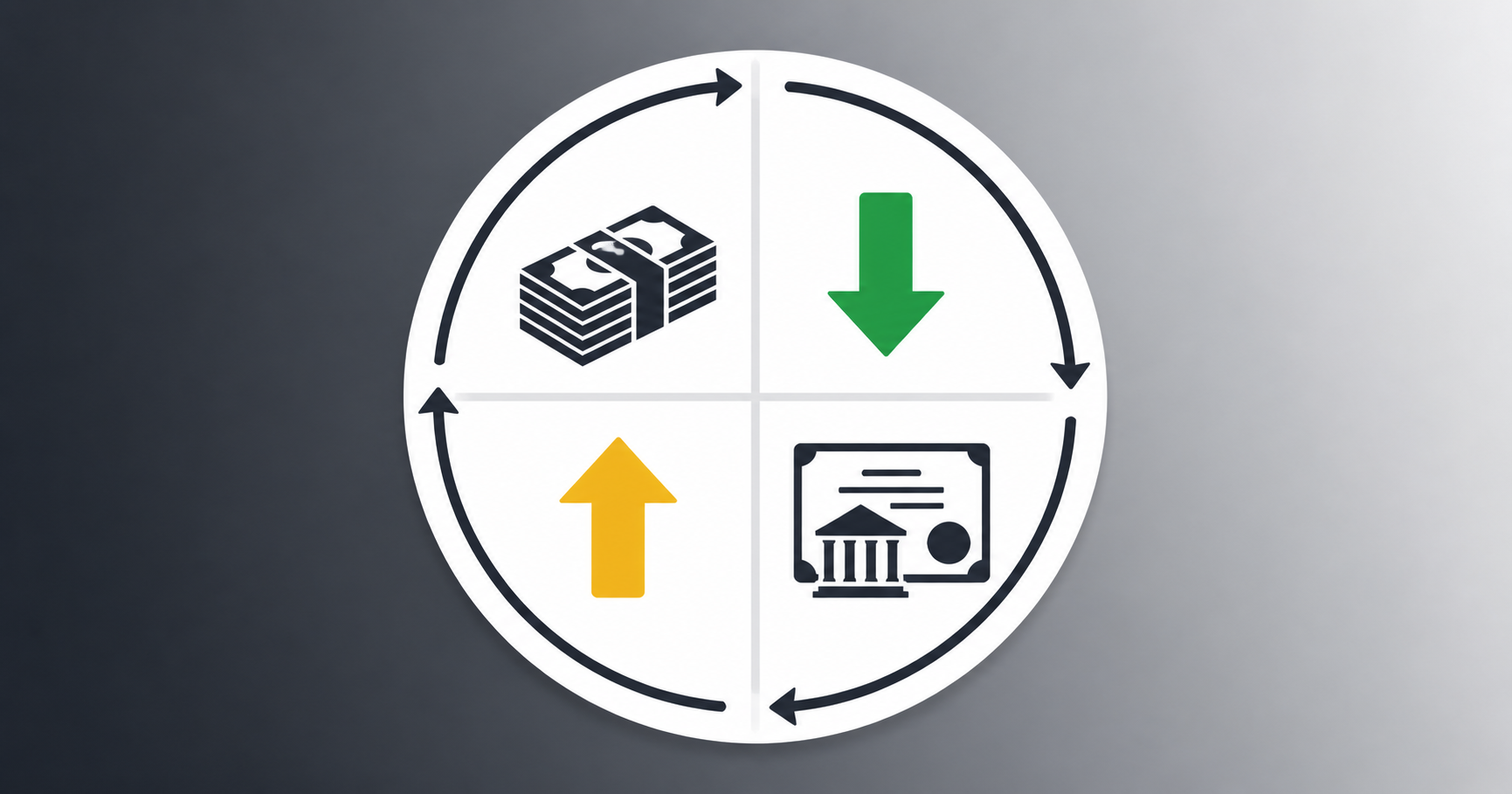 Circular wheel diagram showing the cycle between cash, puts, stock ownership, and covered calls